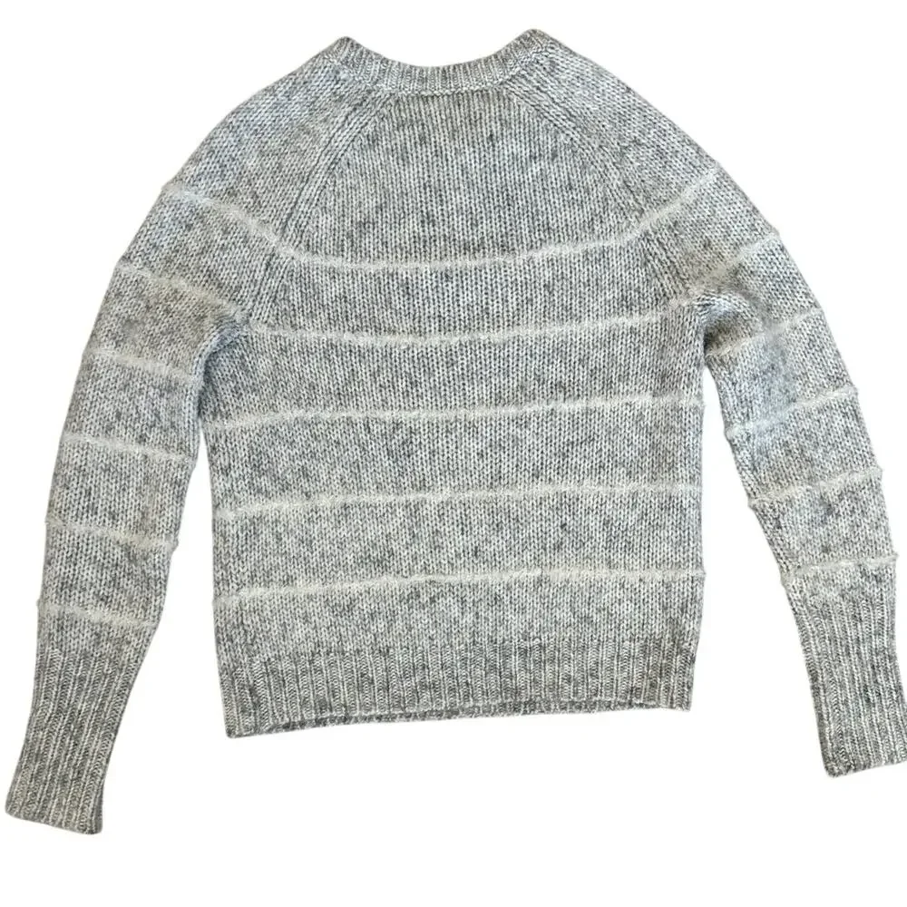 J. Crew Wool‎ Knit Crew Neck Wool Sweater Stripe Gray Size XS